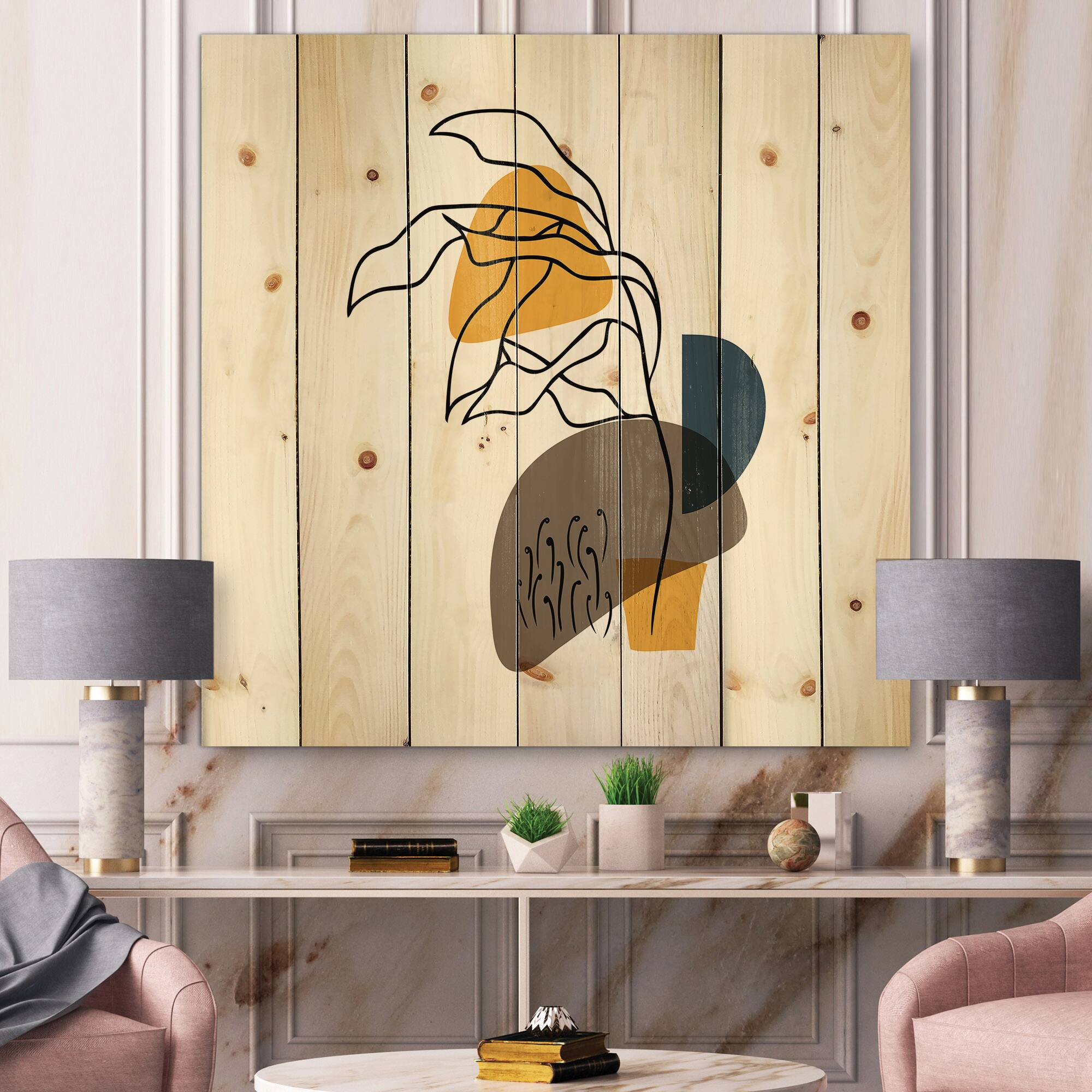 Designart - Abstract Flowers On Minimal Shapes V